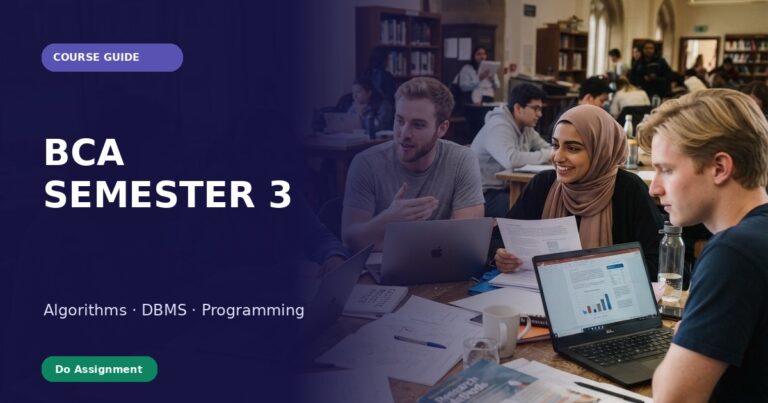 Editorial cover for BCA semester three data structures and DBMS study planning